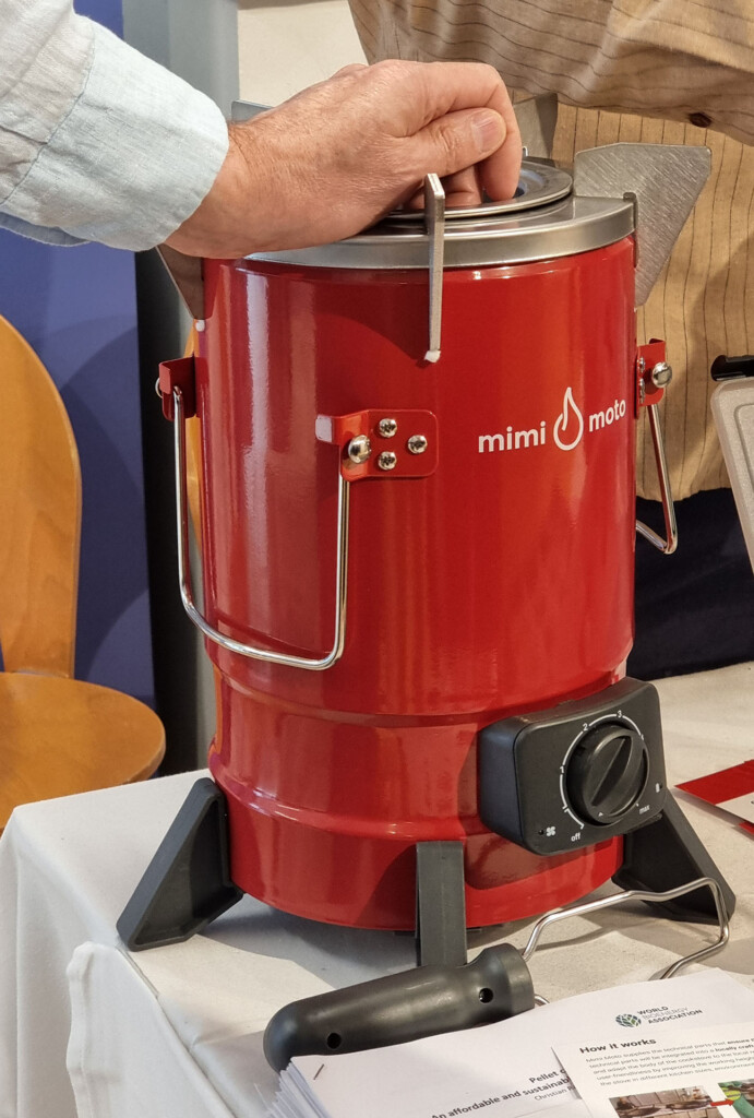 The Mimi Moto biomass pellet stove at the Paris IEA Summit - an example of the type of cooking method that is benefitting from carbon finance